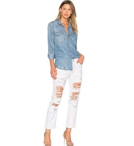 NWT El Camino PRPS Goods & Co White Boyfriend Taper Jeans . Destroyed Denim.